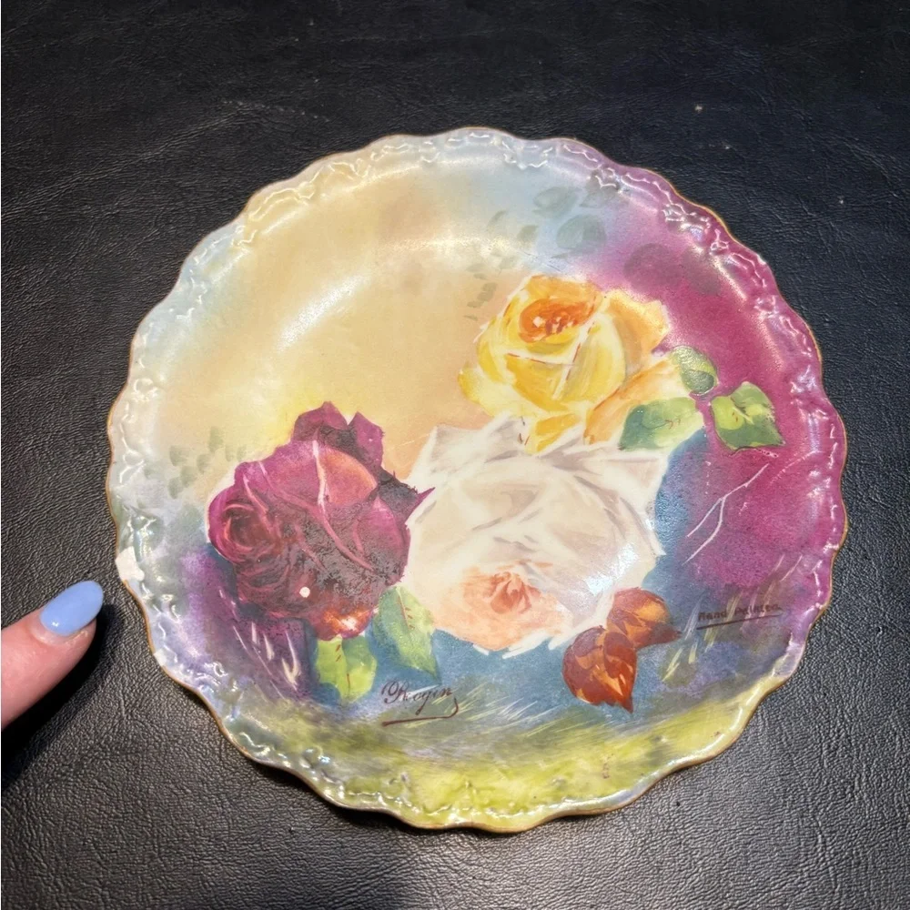 Antique signed hand painted Limoges 6” plate. *
